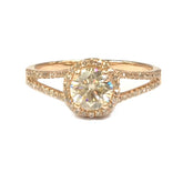 Round Moissanite Ring Diamond Halo Split Shank - Lord of Gem Rings