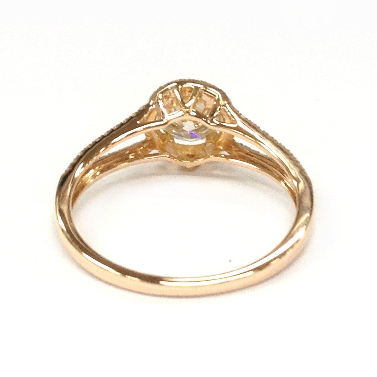 Round Moissanite Ring Diamond Halo Split Shank - Lord of Gem Rings