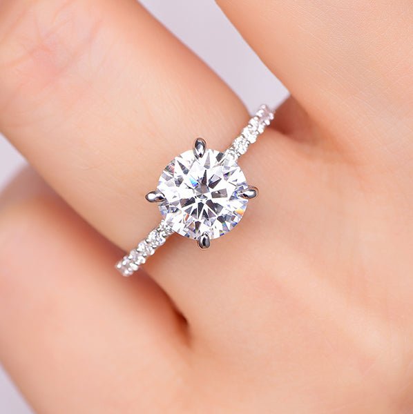 Round Moissanite Ring Diamond Hidden Halo Engagement Ring - Lord of Gem Rings