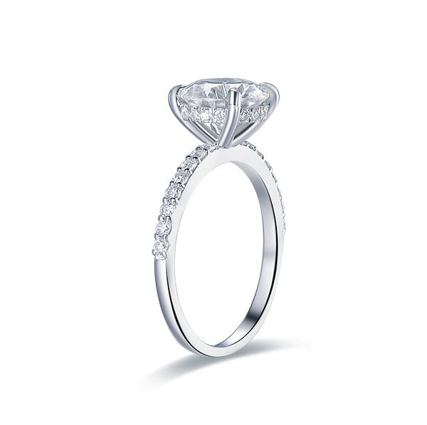 Round Moissanite Ring Diamond Hidden Halo Engagement Ring - Lord of Gem Rings