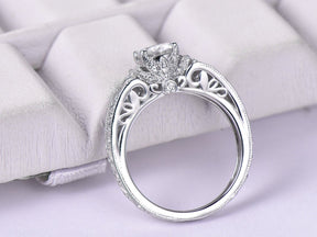 Round Moissanite Ring Floral Diamond Under Gallery Celtic Shank - Lord of Gem Rings