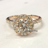 Round Moissanite Ring with Accents Halo - Lord of Gem Rings
