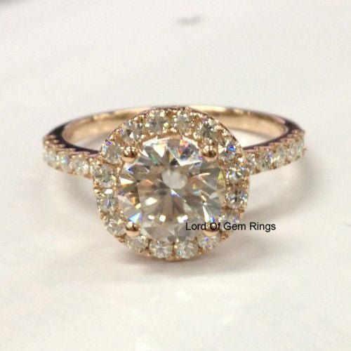 Round Moissanite Ring with Accents Halo - Lord of Gem Rings
