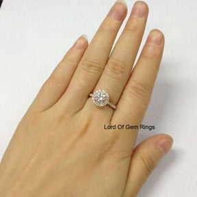 Round Moissanite Ring with Accents Halo - Lord of Gem Rings