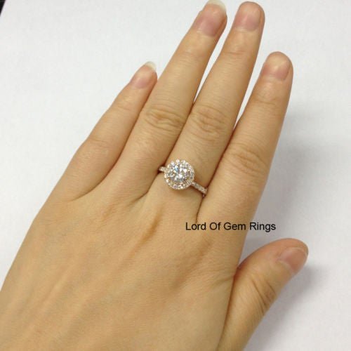 Round Moissanite Ring with Accents Halo - Lord of Gem Rings