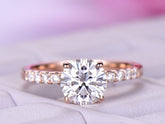 Round Moissanite Ring With Moissanite Accents - Lord of Gem Rings