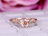 Round Morganite Ring Diamond Celtic Shank 14K Rose Gold - Lord of Gem Rings