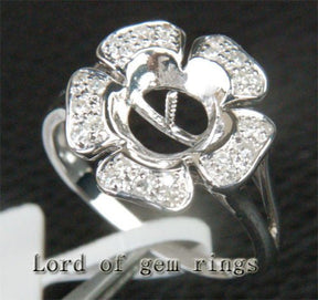 Round Pearl Diamond Setting 14K White Gold - Lord of Gem Rings