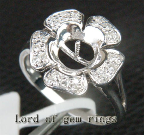 Round Pearl Diamond Setting 14K White Gold - Lord of Gem Rings