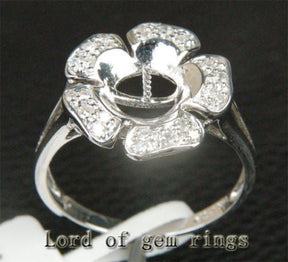 Round Pearl Diamond Setting 14K White Gold - Lord of Gem Rings