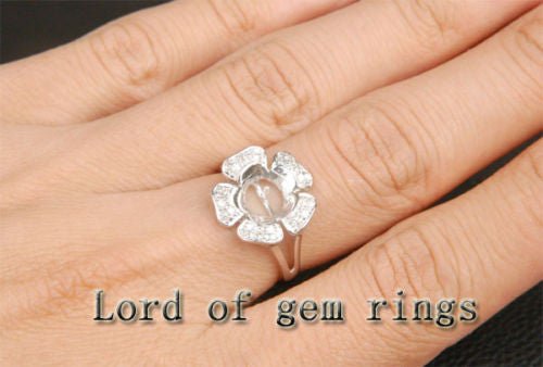 Round Pearl Diamond Setting 14K White Gold - Lord of Gem Rings