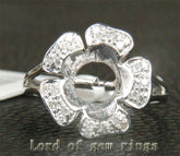 Round Pearl Diamond Setting 14K White Gold - Lord of Gem Rings