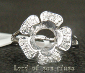 Round Pearl Diamond Setting 14K White Gold - Lord of Gem Rings