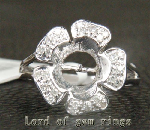 Round Pearl Diamond Setting 14K White Gold - Lord of Gem Rings