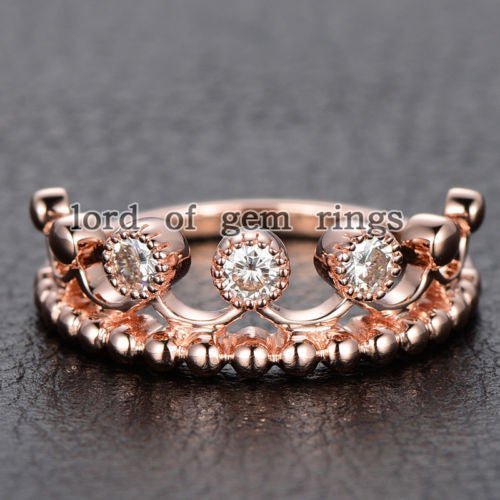 Royal Crown Moissanite Engagement Ring 14K Rose Gold