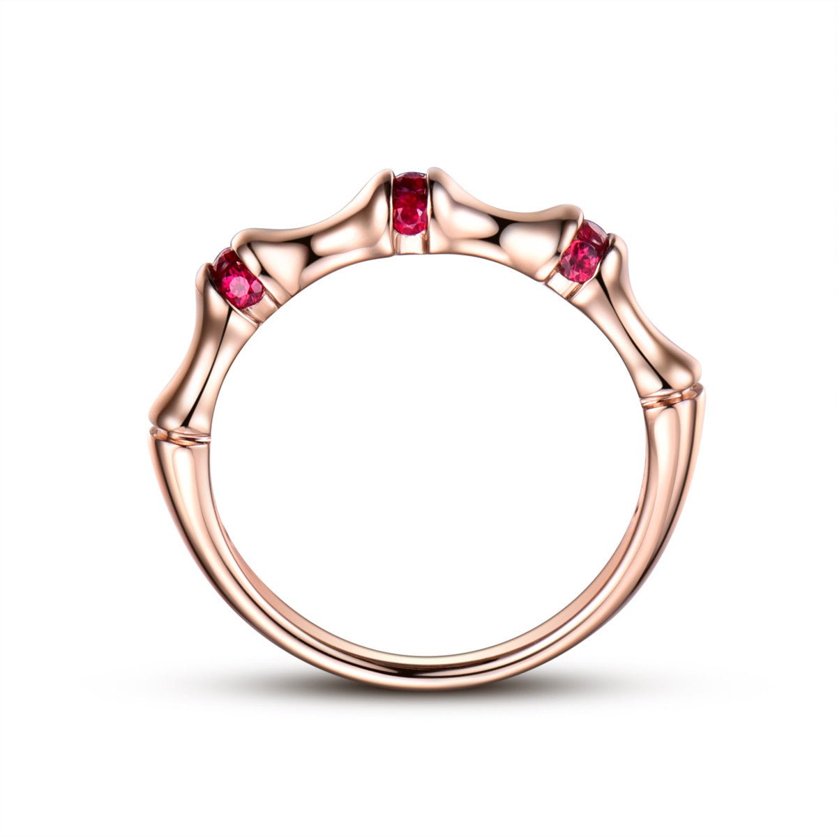 Ruby Bone July Birthstone Band 14K Rose Gold - Lord of Gem Rings