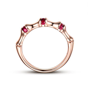 Ruby Bone July Birthstone Band 14K Rose Gold - Lord of Gem Rings