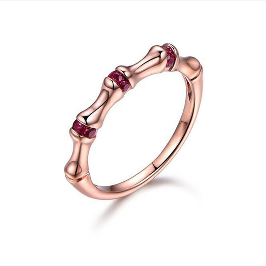 Ruby Bone July Birthstone Band 14K Rose Gold