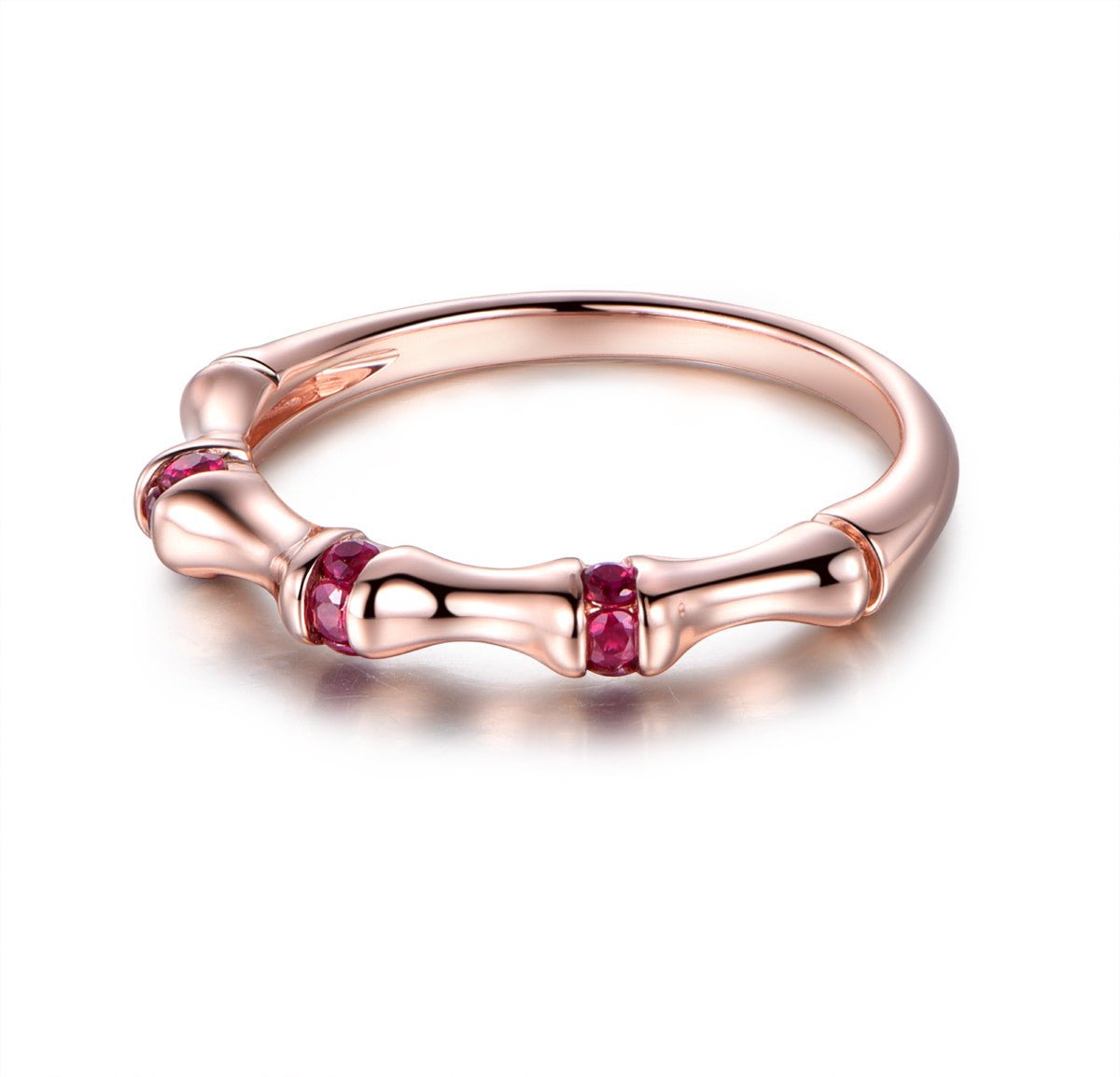 Ruby Bone July Birthstone Band 14K Rose Gold - Lord of Gem Rings