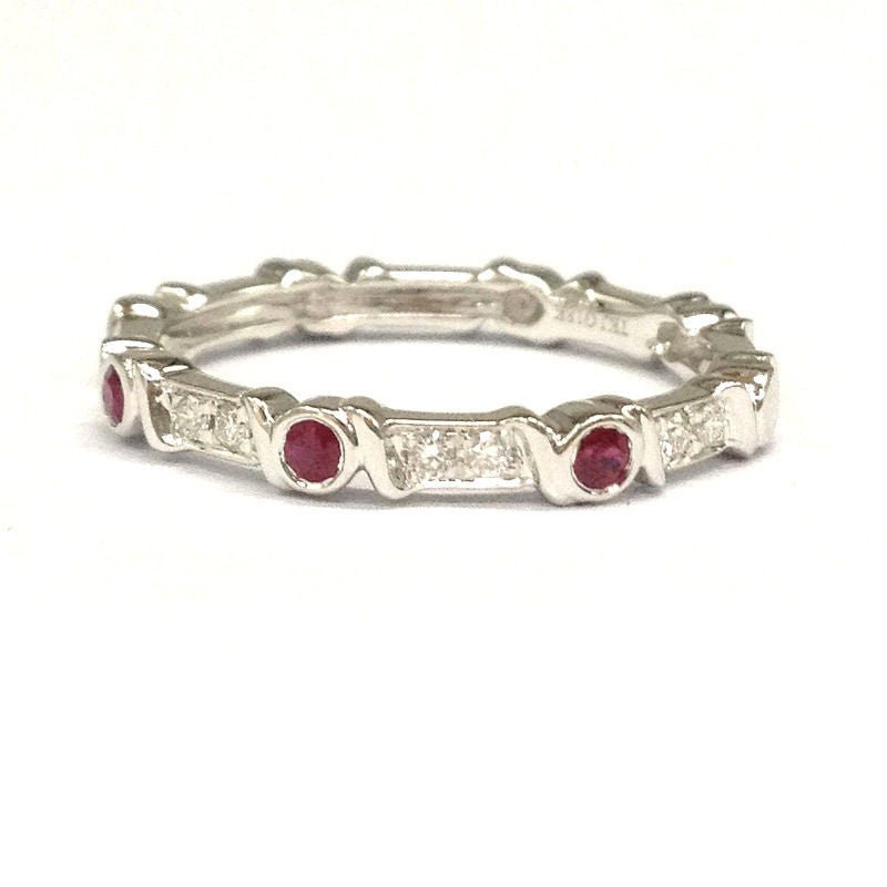 Ruby Diamond July Birthstone Band in 14K Gold - Lord of Gem Rings