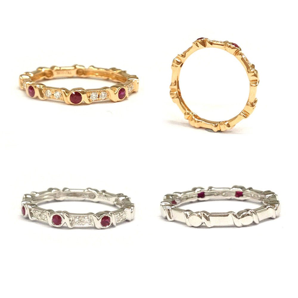 Ruby Diamond July Birthstone Band in 14K Gold - Lord of Gem Rings