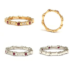 Ruby Diamond July Birthstone Band in 14K Gold - Lord of Gem Rings