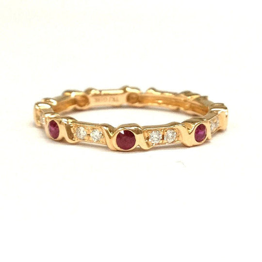 Ruby Diamond July Birthstone Band in 14K Gold
