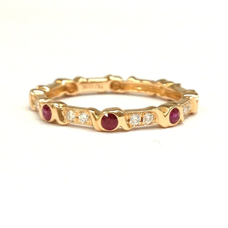 Ruby Diamond July Birthstone Band in 14K Gold - Lord of Gem Rings