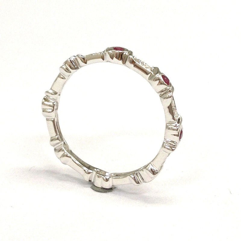 Ruby Diamond July Birthstone Band in 14K Gold - Lord of Gem Rings