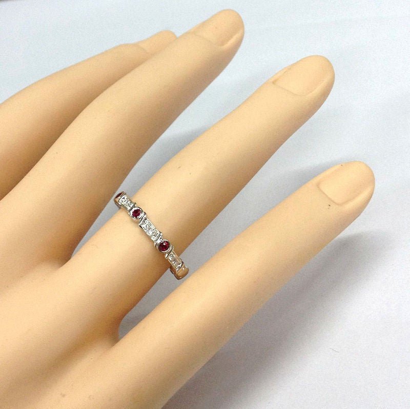 Ruby Diamond July Birthstone Band in 14K Gold - Lord of Gem Rings