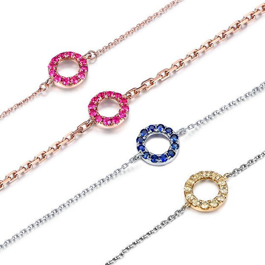 Ruby Sapphire Circle Bracelet 18k Gold