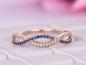 Sapphire Diamond Setember Birthstone Band Infinite Love Ring14K Rose Gold - Lord of Gem Rings