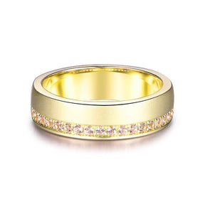Satin Finish Engravable Beveled Edge Pink Morganite Men's Wedding Ring 6mm Width - Lord of Gem Rings