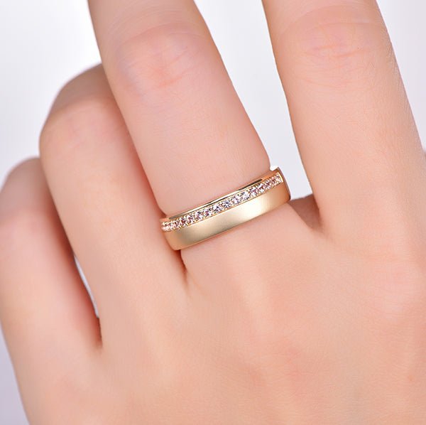 Satin Finish Engravable Beveled Edge Pink Morganite Men s Wedding Ring 6mm Width
