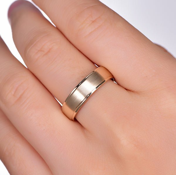 Satin Finish Engravable Beveled Edge Wedding Ring 5mm~6mm - Lord of Gem Rings