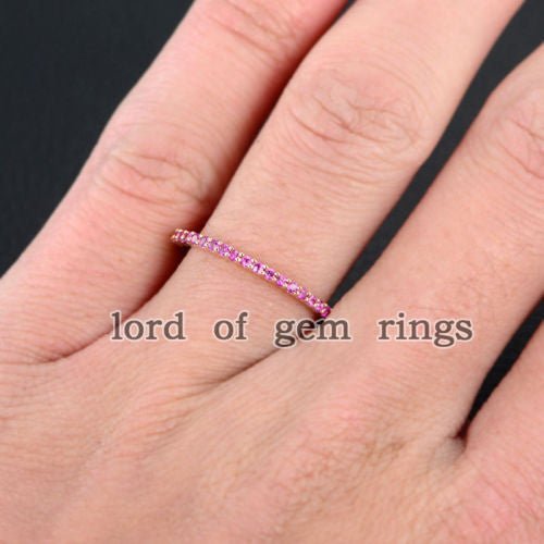 Shared Prong Natural Pink Sapphires September Birthstone Band - Lord of Gem Rings