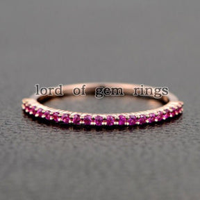 Shared Prong Natural Pink Sapphires September Birthstone Band - Lord of Gem Rings