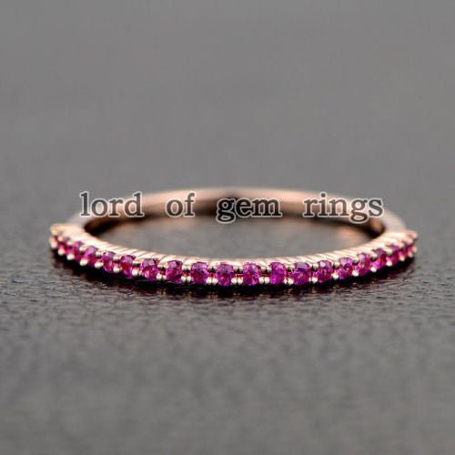 Shared Prong Natural Pink Sapphires September Birthstone Band - Lord of Gem Rings