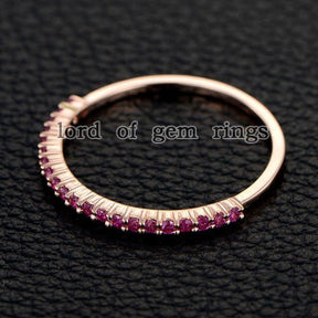Shared Prong Natural Pink Sapphires September Birthstone Band - Lord of Gem Rings