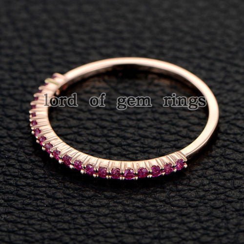 Shared Prong Natural Pink Sapphires September Birthstone Band - Lord of Gem Rings