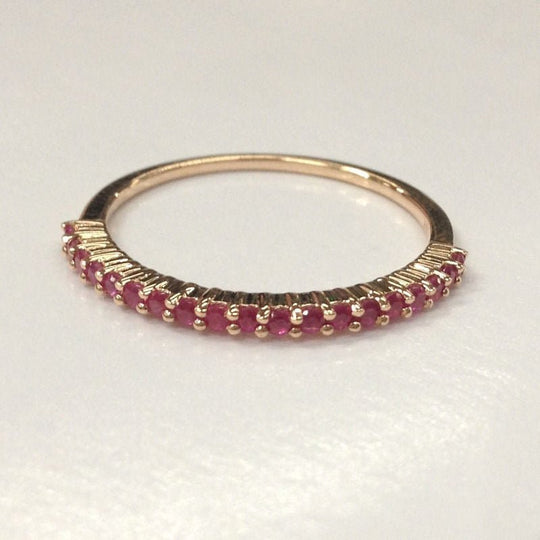 Shared Prong Ruby Half Eternity July Birthstone Band