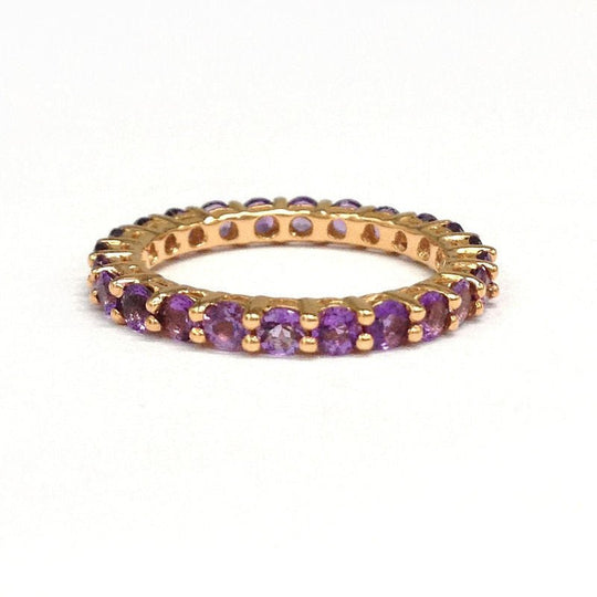 Shared Prongs Amethyst Full Eternity February Birthstone Band