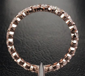 Shared Prongs Moissanite Wedding Band Full Eternity 14K Rose Gold - Lord of Gem Rings