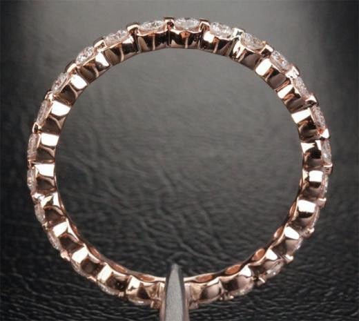 Shared Prongs Moissanite Wedding Band Full Eternity 14K Rose Gold - Lord of Gem Rings