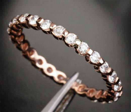 Shared Prongs Moissanite Wedding Band Full Eternity 14K Rose Gold
