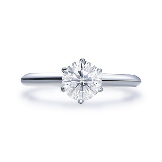 1ct Round Moissanite Solitaire Engagement Ring 14K White Gold