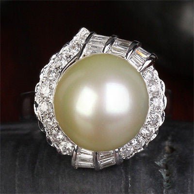 South Sea Pearl Channel - Set Diamond Halo Engagement Ring - Lord of Gem Rings