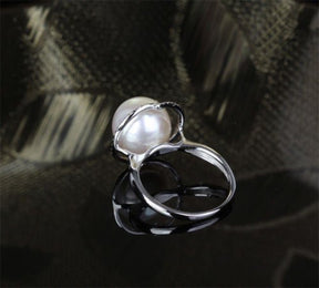 South Sea Pearl Diamond Unique Halo Engagement Ring - Lord of Gem Rings