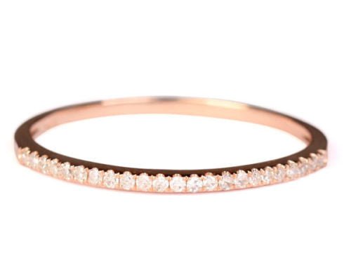 Stackable Pave 14K Rose Gold VS Diamond Wedding Half Eternity Matching Band Ring - Lord of Gem Rings