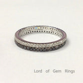 Stackable Pave-Set Black and White Diamond Wedding Ring Set Eternity Band - Lord of Gem Rings